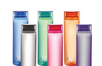 Cello H2O Round Water Bottles Set Of 6, 1000Ml Each Assorted | Isi Certified | Unbreakable, Bpa-Free, Food Grade | Airtight & Leakproof Lids | Wide Mouth Pet Water Bottle For Fridge, School, Office