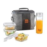 Cello Glassy Mix Lunch Box Set Of 4 | (320Ml X 3) & 1 Clear Glass Water Bottle (500Ml) | Leak-Proof & Microwavable Toughened Glass | Perfect Lunch Box Set For Office, School & College