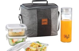 Cello Glassy Mix Lunch Box Set Of 4 | (320Ml X 3) & 1 Clear Glass Water Bottle (500Ml) | Leak-Proof & Microwavable Toughened Glass | Perfect Lunch Box Set For Office, School & College