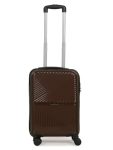 Teakwood Small Size 8 Wheels Trolley Bag, Hard Cabin With Zipper Closure, Adjustable Push Button & Cross Side Strap, Number Lock System 360 Degree (Small, Brown)