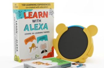 Amazon Echo Pop (Black) Smart Bluetooth Speaker | Combo For Kids Aged 4+ Years With Alexa Activity Kit And Teddy Sleeve By Bonkaso | Interactive Learning, Stories, Rhymes & Hands-Free Fun | Limited Edition | Alexa For Kids