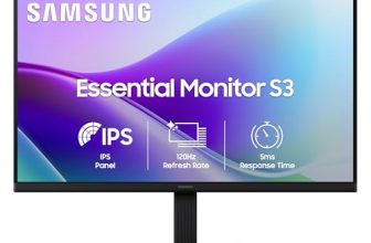 Samsung 24″ (60.5 Cm) S3 Flat Monitor|Super Slim Borderless Design|Ips Panel|Fhd 1920 X 1080|120 Hz|5 Ms|Dual Hdmi Ports (2Ea)|Game Mode|Eye Saver Mode|Wall Mountable|Ls24F320Gawxxl|Black