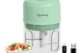 Lifelong Usb Rechargeable Wireless Electric Chopper For Kitchen 30 Watts With Stainless Steel Blades For Onion, Garlic, Vegetables, Nuts – 250 Ml (Green)