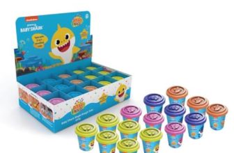 Dough Magic Baby Shark With 2 In 1 Moulding Lid Pack Of 15 Tubs 100Gm Each|Soft Water Based Dough|Non-Toxic|For Kids 3 Years+|Art & Craft Activity|Birthday & Return Gifts|Made In India,Multicolor