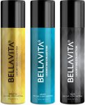 BELLAVITA Noir,Azure & Prestige Deo Parfum Combo|3x150ml|Long lasting Body spray| Deodorant Spray – For Men & Women(450 ml, Pack of 3)