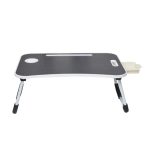 Amazon Basics Engineered Wood Foldable Laptop Table with Cup Holder, Tablet Groove and Mini Drawer (60L x 40W x 26H cm, Black)