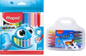 Maped Colouring Kit – 2Pcs Set Washable Felt Tip Pen X12 Shades Oil Pastels 12 Shades | Oil Pastel With Plastic Case| Bright Shade Sketch Pens| Birthday Gift|Rakhi Gift| Return Gift