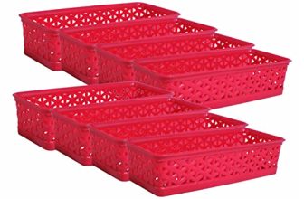 Wonder Plastic Prime Alexa 9 Multipurpose Tokri For Drawer Dividers/Storage Tokri, Set Of 8 Pcs, Red Color