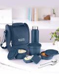 Classic Essentials Supreme Microwave Safe Set of 5 with Bottle|Bag & Cutlery 5 Containers Lunch Box(1250 ml, Thermoware)