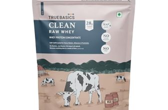 TrueBasics Clean Raw Whey Protein Concentrate Powder (Unflavoured, 1kg) | 28g Protein per Scoop
