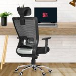 Da Urban® Mascot High Back Revolving Mesh Office Executive Ergonomic Chair With Adjustable Armrest & Headrest And Tilt Lock, Long Day Comfort, (Black)