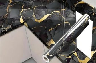 Premium Marble Pattern Peel and Stick Wallpaper Roll – 60cm x 200cm – Elegant Gold Vein Design for Kitchen, Bathroom, Living Room and Furniture (Golden Black)