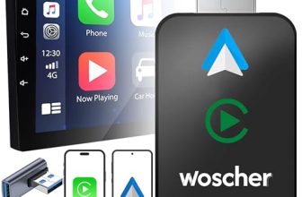 Woscher 2In1 Airlink Wireless Carplay Adapter|Android Auto Adapter For Car |Convert Wired To Wireless,Bluetooth Connectivity For Cars, Oem Installed Wired Android Auto/Carplay (Black)| 2 Yrs Warranty