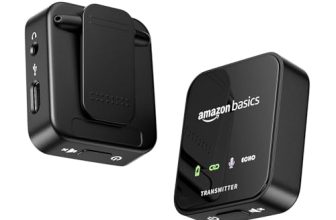 Amazon Basics Professional Wireless Microphone System For Dslr/Camcorder/Smartphone/Tablet | Advanced Noise Cancellation | Superior Sound Quality | 100M Range