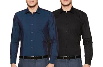 Amazon Brand – Symbol Men’S 100% Cotton Regular Fit Formal Shirt (Pack Of 2) Black & Navy 40