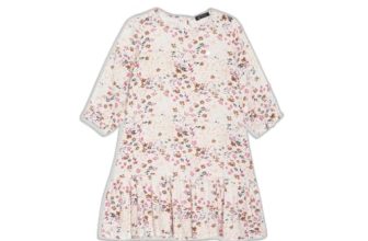 Allen Solly Girl’S Cotton Blend Modern Knee-Length Dress (Agdrergfn41732_Cream_14)