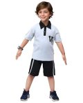 Toonyport Boys Half Sleeve Printed Polo T-Shirt And Shorts (Grey) (2 Years – 3 Years, Grey)