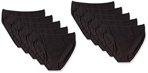 Amazon Essentials Women’S Cotton High Leg Brief Underwear (Available In Plus Size), Pack Of 10, Black, Large