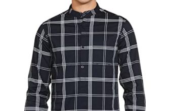 Amazon Brand – Symbol Men’S Checks Regular Casual Shirt (Sy-S22-Cs-04_Navy-Window Chk M)