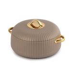Cello Aurum Luxury Inner Stainless Steel Insulated Hot-Pot 1250Ml, Brown | Easy Grip Lid & Frim Twist Lock | Bpa-Free, Durable, Suitable For Hot & Cold | Hot Box For Kitchen | Hot Pot For Home