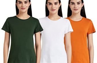 Amazon Brand – Symbol Women’S Cotton Regular T-Shirt (3Rn06_White&Orange&Green M)