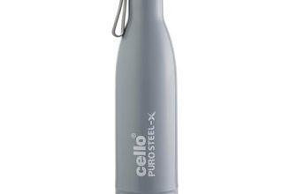 Cello Puro Steel-X Neo 900 Inner Steel Insulated Water Bottle 720Ml, Grey | Isi Certified | Pu Insulated | Bpa Free, Leakproof | Insulated Cold Water Bottle For Office, School, Cycling, Gym & Travel