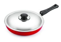 Nirlon Aluminium Kitchen Cooking Non- Stick Gas Stove Compatible Only Fry Pan With Bakalite Handle With Steel Lid[New_3_Mm_Fp13]