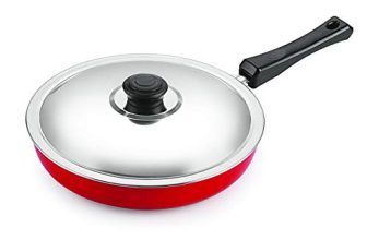 Nirlon Aluminium Kitchen Cooking Non- Stick Gas Stove Compatible Only Fry Pan With Bakalite Handle With Steel Lid[New_3_Mm_Fp13]