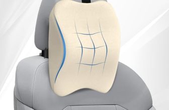 Wellgiver Ultimate Car Neck Head Rest Pillow | 2 Years Warranty | 100% Memory Foam Comfortable Rides, Cervical Support – Relieves Neck Pain | 11 X 10 X 4 Inch | Washable Beige Velvet Cover | Pack Of 1