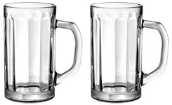 Amazon Brand – Solimo Ariel Glass Beer Mug Set, 470Ml, Set Of 2, Transparent