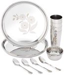 Amazon Brand – Solimo Stainless Steel Dinnerware Set, 16 Pieces, Solid