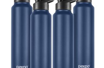 Pexpo Chromo 1000 Isi Certified Stainless Steel Sports/Fridge Sipper Water Bottle, 950Ml, Denim Blue Pack Of 4 | Bpa Free | Water Bottle For Office, Gym, School, Yoga, Trekking, Men, Women And Kids