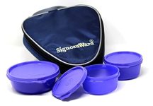 Signoraware Sleek Plastic Lunch Box With Bag, Deep Violet