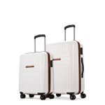 Aristocrat Atlas Set Of 2 Trolley Bag 55Cm & 66Cm | Small+Medium | Hard Luggage | Smooth 8-Wheel Suitcase | Secure Combination Lock With Sturdy Zipper | Full Fabric Convipack| 3-Year Warranty (White)