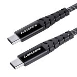 Ambrane Unbreakable 60W Fast Charging 1.5M Braided Type C To Type C Cable For Smartphones, Tablets, Laptops & Other Type C Devices, Pd Technology, 480Mbps Data Sync (Rctt15, Black)