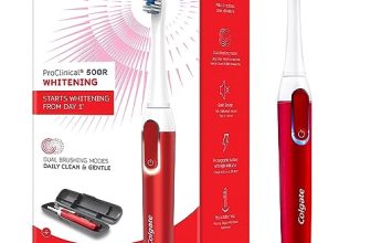 Colgate Proclinical 500R Whitening Rechargeable Sonic Toothbrush, Electric Toothbrush With Soft & Spiral Bristles, Dual-Brushing Mode (With Replaceable Brush Head, Charger, And Travel Case Included)