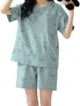 Louis Luxe Womens Night Dress || Short Pyjama Set || Nightsuit || Women Nightwear ||Round Neck Short Sleeve Nightsuit || Loungewear || Everyday Nightdress (Nd-03-Teal-Xl)