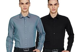 Amazon Brand – Symbol Men’S Solid Regular Fit Full Sleeve Formal Shirt (Combo Pack Of 2) (Ss18-Smfs-196_Black & D.Green_42)