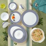 Larah By Borosil Emerald Weave Opalware Dinner Set | 61 Pcs For Family Of 8 | Microwave & Dishwasher Safe | Bone-Ash Free | Crockery Set For Dining & Gifting | Plates & Bowls