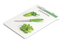 Crystal Plastic Chopping Board With Knife, Standard, Multicolor