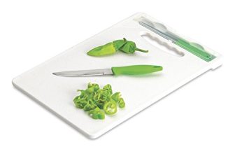 Crystal Plastic Chopping Board With Knife, Standard, Multicolor