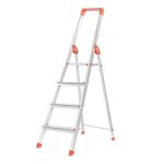 Bathla Prime 4 – Step Foldable Aluminium Ladder For Home With Multi-Utility Support Handle | 5 – Year Manufacturer Warranty | Orange