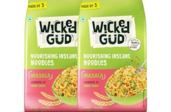 Wickedgud Masala Noodles, Pack Of (207Gm X 2) | Whole Wheat | Whole Wheat | No Maida | No Palm Oil | No Msg |Source Of Protein | High Fibre | Cholesterol Free