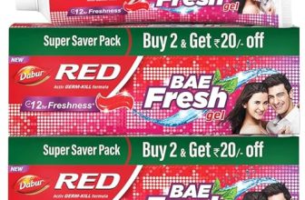 Dabur Red Bae Fresh Gel – 600Gm (300Gm*2) | Fights Bad Breath, Cavity Germs And Plaque | 12Hr Freshness | Activ Germ-Kill Formula