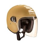 Royal Enfield Open Face Mlg Riding Helmet With Clear Visor Matt Desert Storm, Size: M( 57-58Cm) Impact Protection, Excellent Scratch Resistance, Anti-Microbial Fabric
