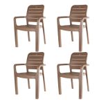 Cello Trident Chair Set Of 4, Marble Beige | Unbreakable, Durable & Strong |Blended Pp Material, Easy To Clean |Plastic Chair For Living Room, Home & Office | 3 Years Warranty – Manufacturing Defects