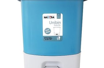 Nayasa Plastic Unibin Square Dustbin| 33 Ltrs | Pedal Dustbin With Lid | Detachable Bin | It Has Handles For Easy Lift | 37 Cm X 38 Cm X 43.5 Cm | Blue