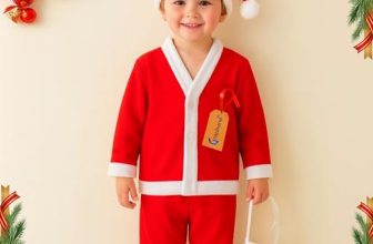 Graphene Santa Claus Dress Merry Christmas Xmas Santa Costume Red & White Set For Children With Jacket Pant Cap Pouch Fancy Dress For Kids Boy & Girls Size-4 (Age: 4-6 Years)
