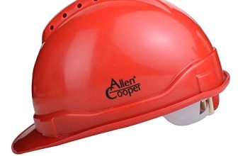 Allen Cooper Industrial Safety Helmet Sh-722, Shell With Ventilation, Plastic Cradle With Ratchet Adjustable Headband – Red (Pack Of 5)