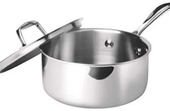 Milton Pro Cook Stainless Steel Tea Pan, 1.4 Litre/16Cm, Triply Saucepan With Lid, Gas Induction Base Chai Pot Milk Boiler With Handle, 3 Years Warranty